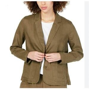 Eileen Fisher Shaped Organic Linen Blazer, Pine Needle Size XL NWT